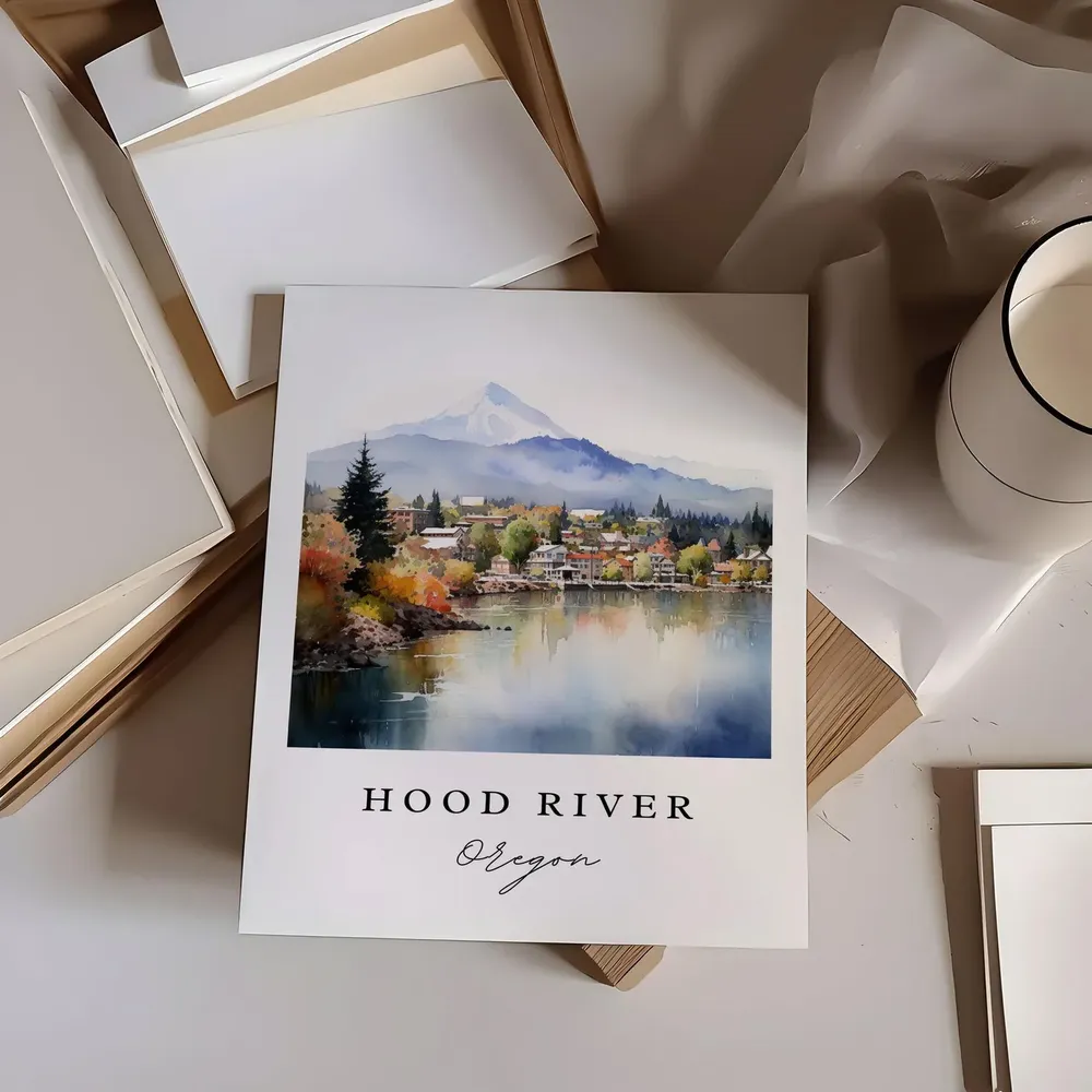 Hood River Oregon Travel Poster, Custom Text Art Print - Image 6