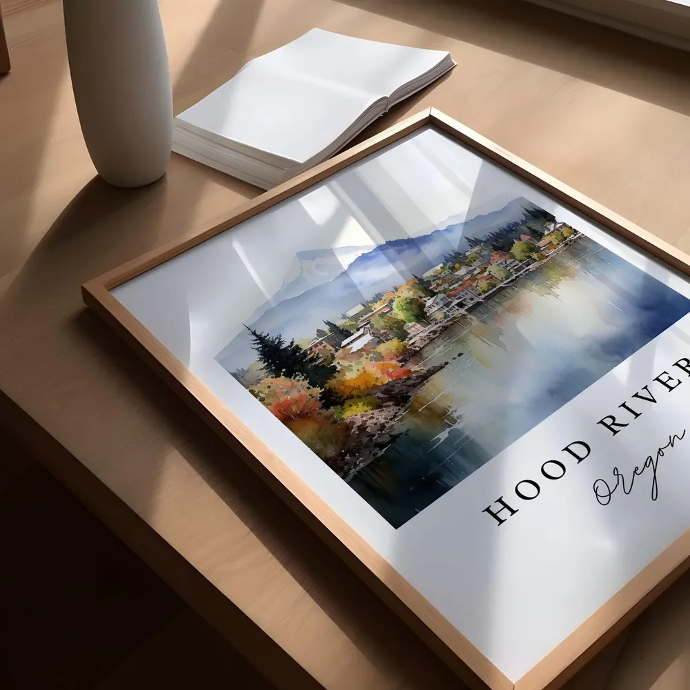 Hood River Oregon Travel Poster, Custom Text Art Print - Image 5