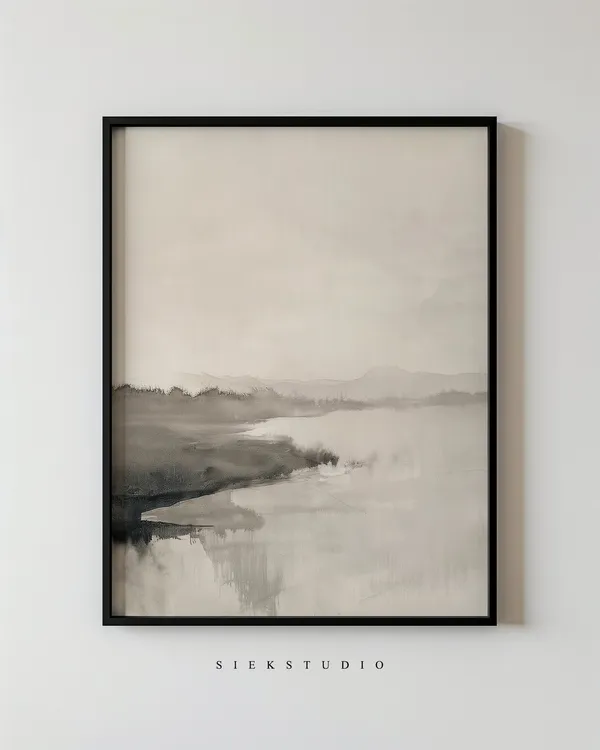 Minimalist Landscape Watercolor Art Print, Japandi