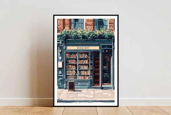 Bookshop Retro Print, Vintage Bookstore Poster