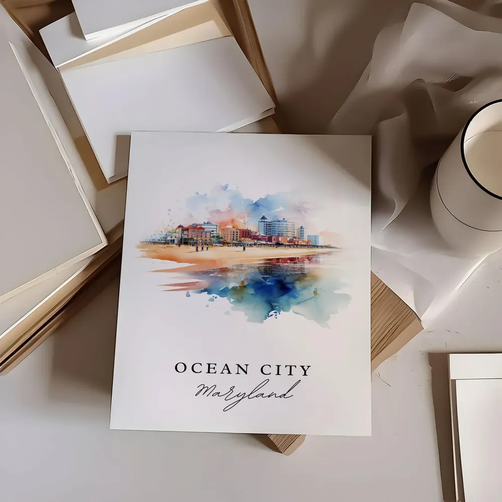 Ocean City Traditional Travel Poster, Maryland - Image 6