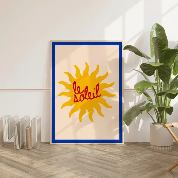 Le Soleil Poster, French Retro Sun Art Print