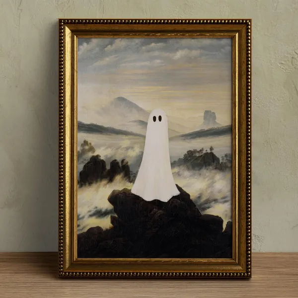 Ghost Above The Sea Of Fog Vintage Halloween Art Print