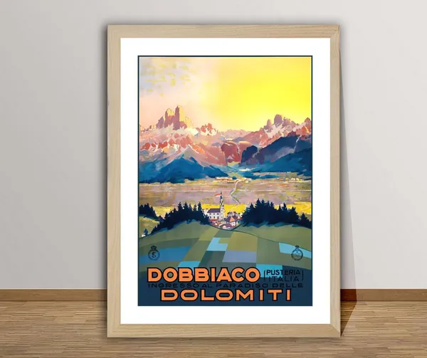 Dobbiaco Dolomiti Vintage Travel Poster, Italy