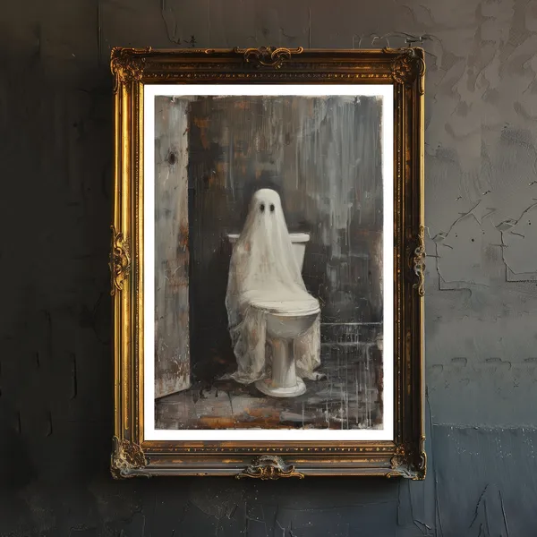 Sitting on a Toilet Spooky Gothic Halloween Poster