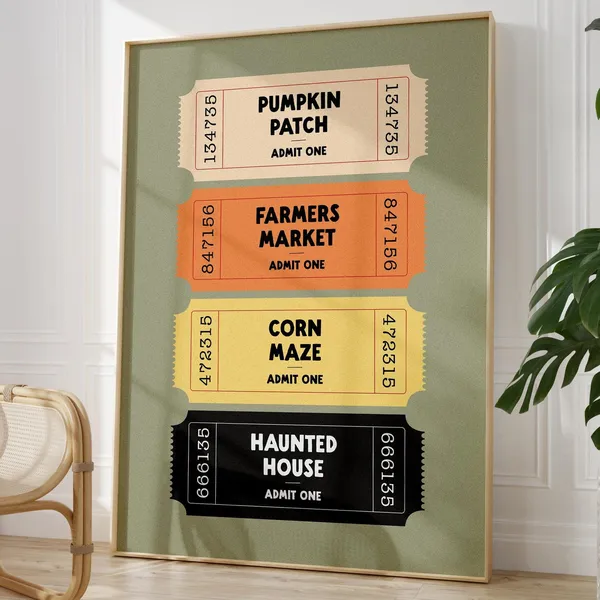 Autumn Halloween Pumpkin Patch Ticket Art Print