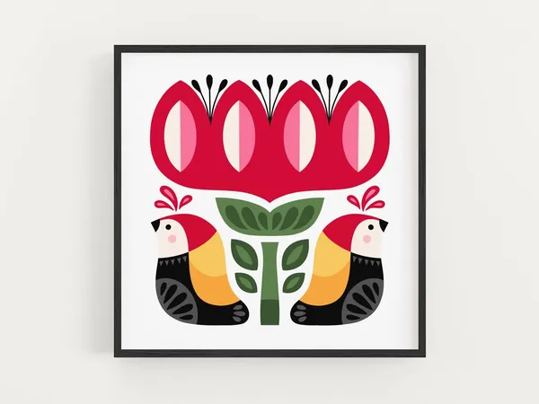 Modern Folk Art Art Print, Home Wall Decor