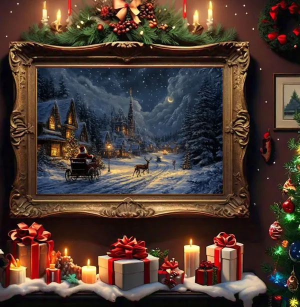 Christmas Dark Academia Art Print, Holiday Decor