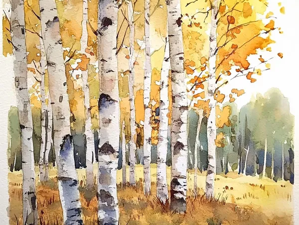 Birch Tree Painting Aspen Trees Watercolor Art Print