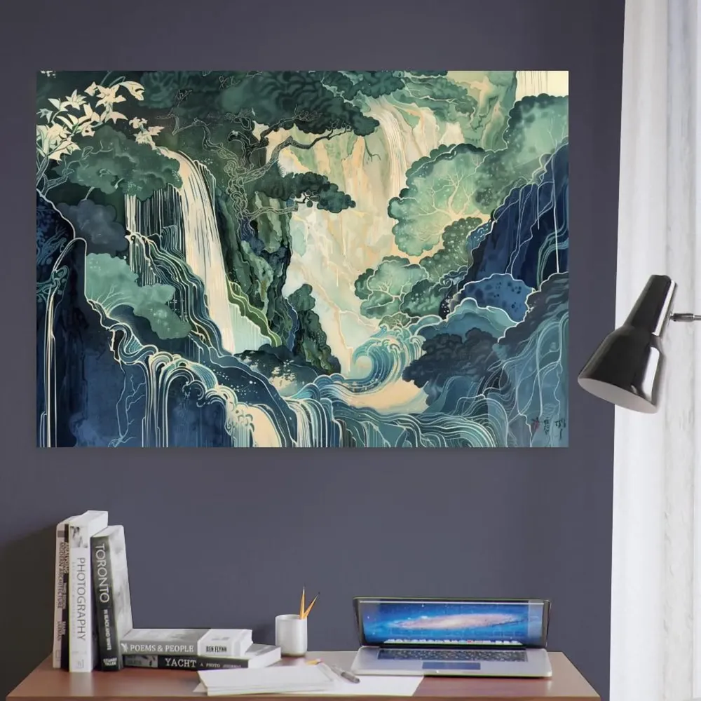 Hokusai Waterfall - Traditional Landscape Art Print - Image 2