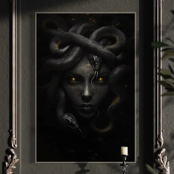 Medusa Gothic Art Print, Greek Mythology Decor