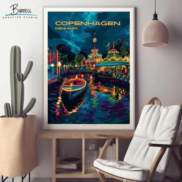 Copenhagen Denmark Tivoli Garden Travel Poster