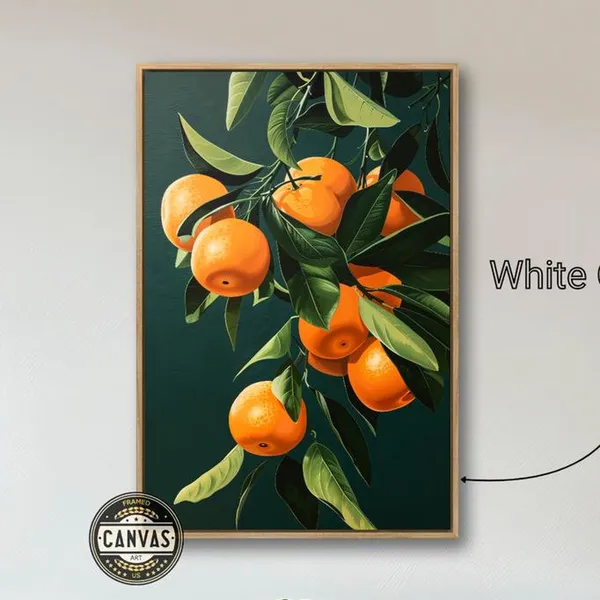Fresh Citrus Fruits Art Print, Oranges On Branches