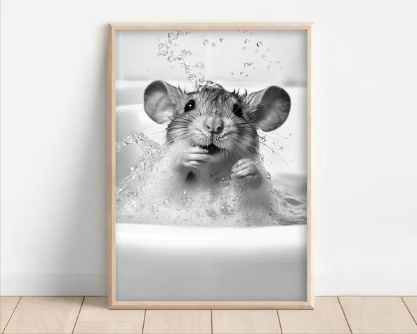 Mouse In The Bathtub Vintage Retro Animal Poster