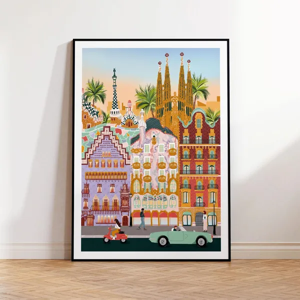 Barcelona Travel Poster, Barcelona Art Print