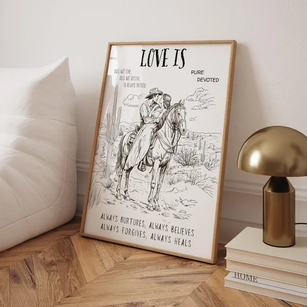 Love Is Scripture Artwork Cowboy Print, Western Decor