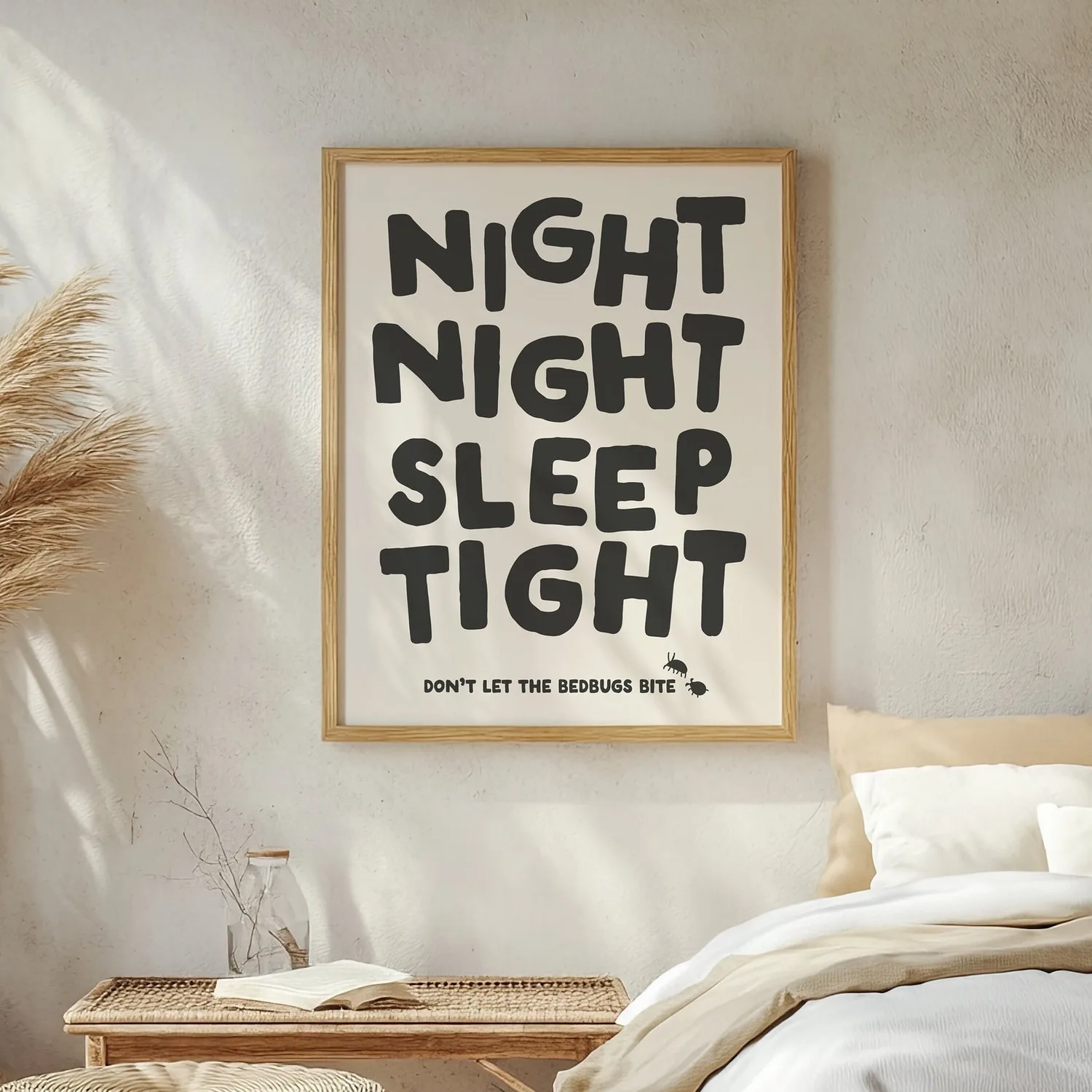 Night Sleep Tight Retro Bedroom Quote Art Print