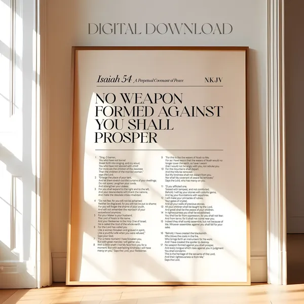 Isaiah 54 No Weapon Shall Prosper Poster