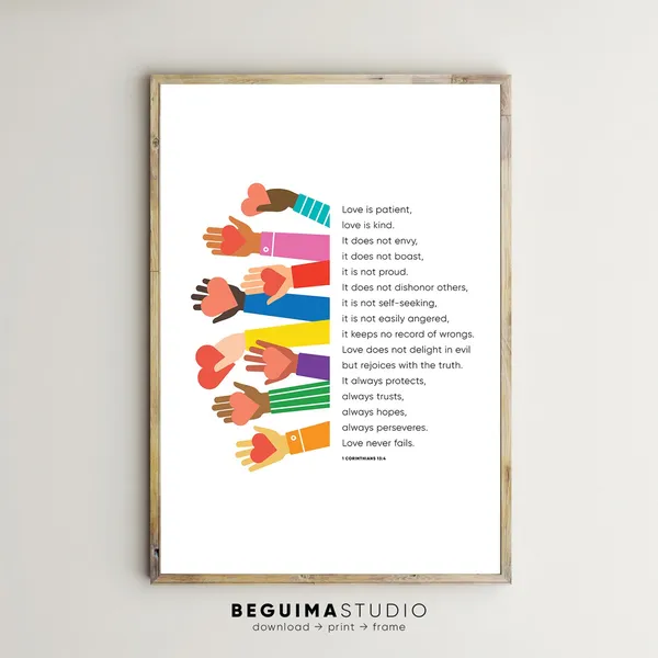 Bible Verse Prints for Kids, 1 Corinthians 13:4-8