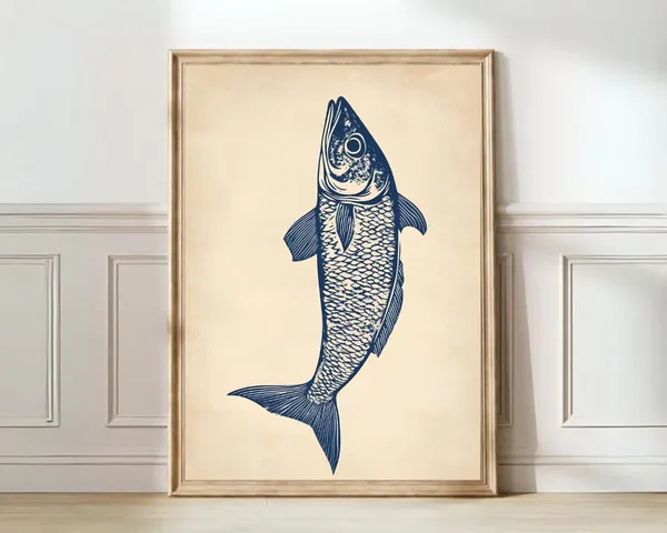 Herring Linocut Vintage Poster, Eclectic Kitchen Art