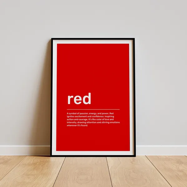 Red Definition Poster, Dictionary-Inspired Wall Decor