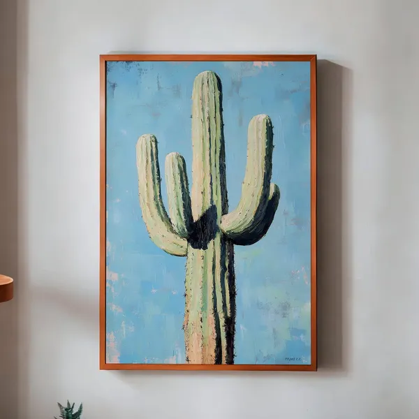 Cactus Boho Art Print, Western Desert Wall Decor