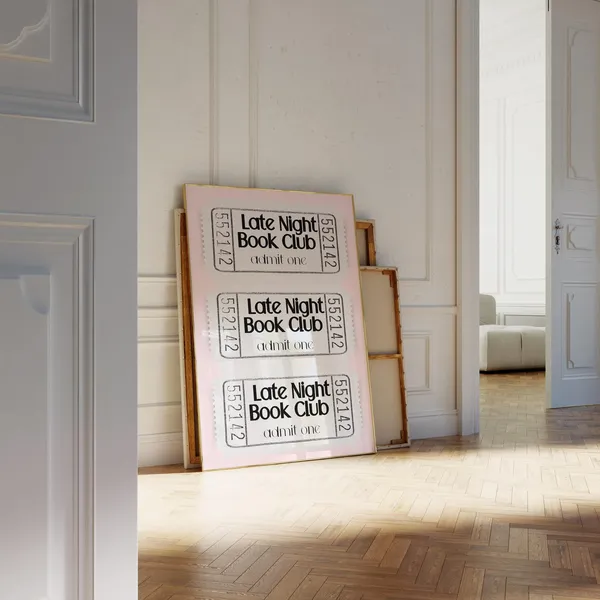 Late Night Book Club Retro Ticket Art Print