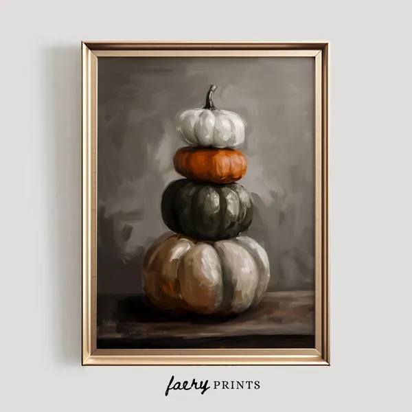 Neutral Pumpkin Print, Vintage Fall Farmhouse Art