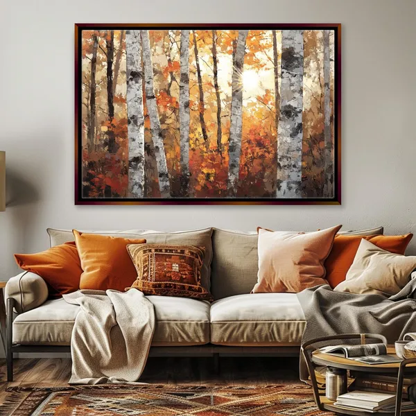 Autumn Birch Tree Art Print, Cozy Fall Wall Decor