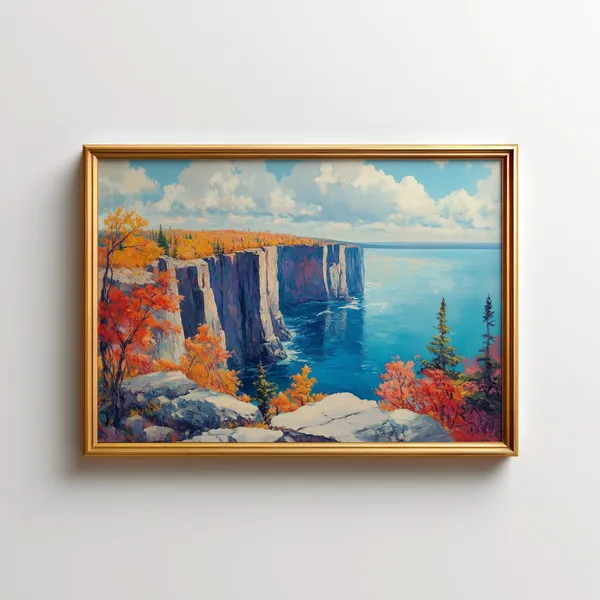 Palisade Painting Autumn Lake Superior Art Print