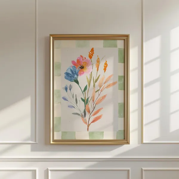 Wildflower Vintage Floral Bouquet, Watercolor Art Print