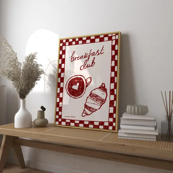 Breakfast Club Vintage Food Poster, Mid-Century Print