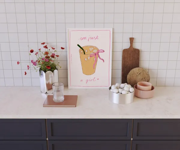 I'm Just A Girl Vintage Retro Kitchen Wall Art Print