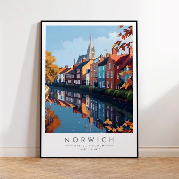 Norwich Travel Poster, England Travel Poster