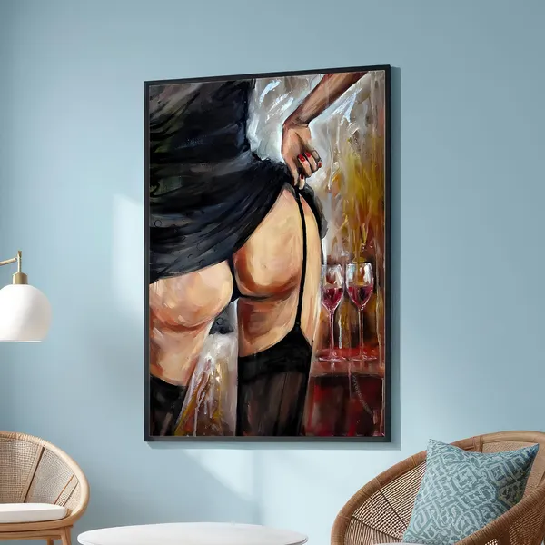 Seductive Female Figure Art Print, Elegant Decor