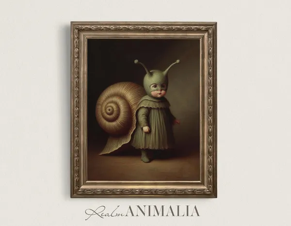 Child in Snail Costume Vintage Halloween Portrait