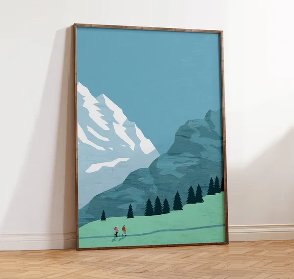Mountains Poster, Mountain Landscape Art Print