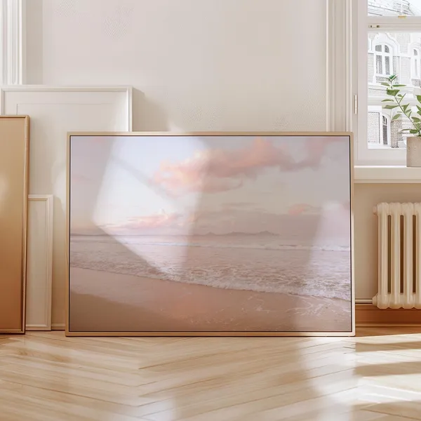 Dreamy Ocean Print, Pink Sunset Beach Art