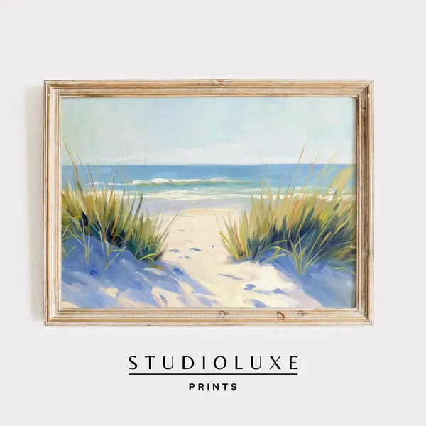 Seascape Painting Coastal Art Print, Horizontal Landscape