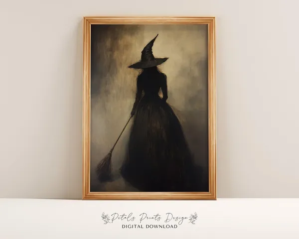 Vintage Witch Halloween Decor Art Print