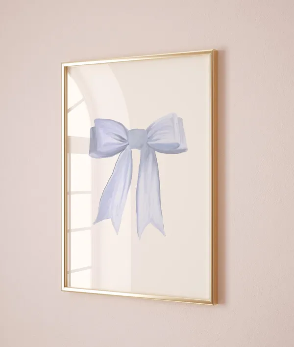 White Bow Print, Vintage Minimalist Nursery Poster