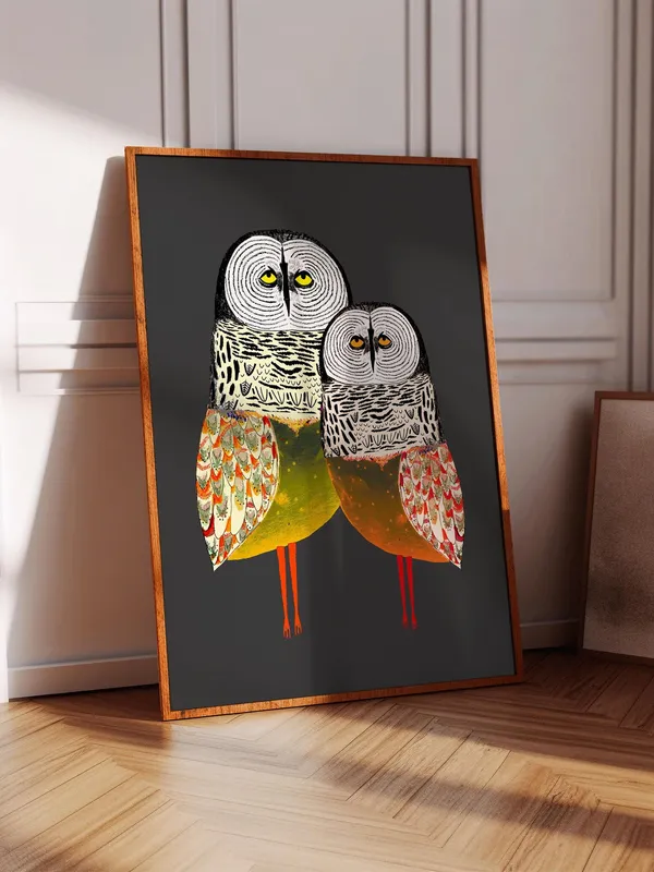 Magical Owls Art Print, Whimsical Home Decor