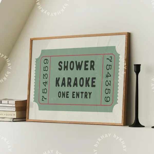 Shower Karaoke Ticket Horizontal Bathroom Poster