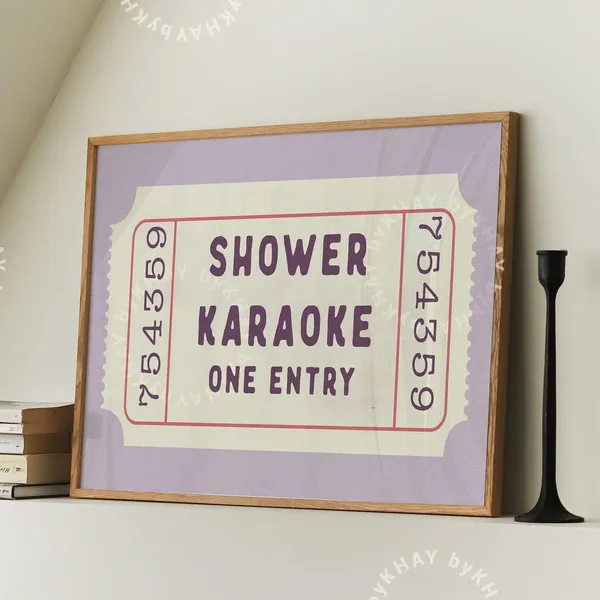 Shower Karaoke Ticket Retro Purple Aesthetic Art Print