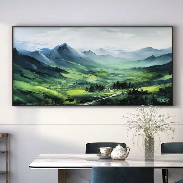 Green Mountain Modern Abstract Landscape Art Print
