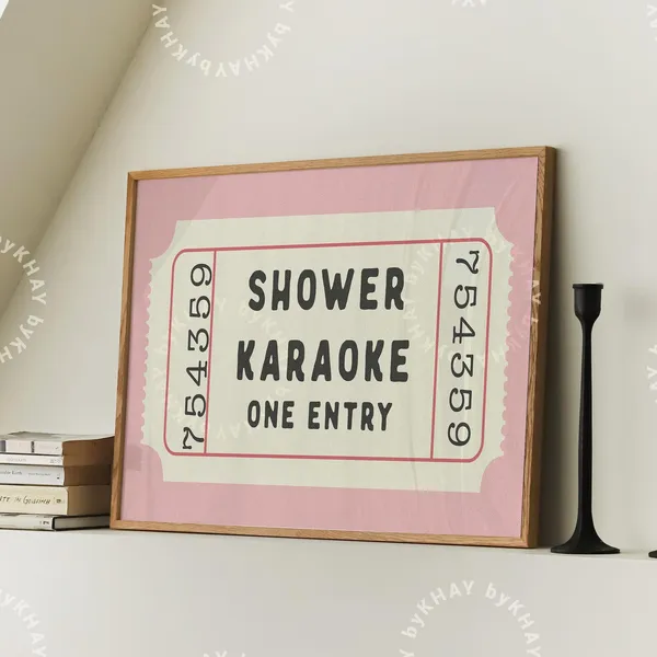 Shower Karaoke Ticket Retro Funny Bathroom Art Print