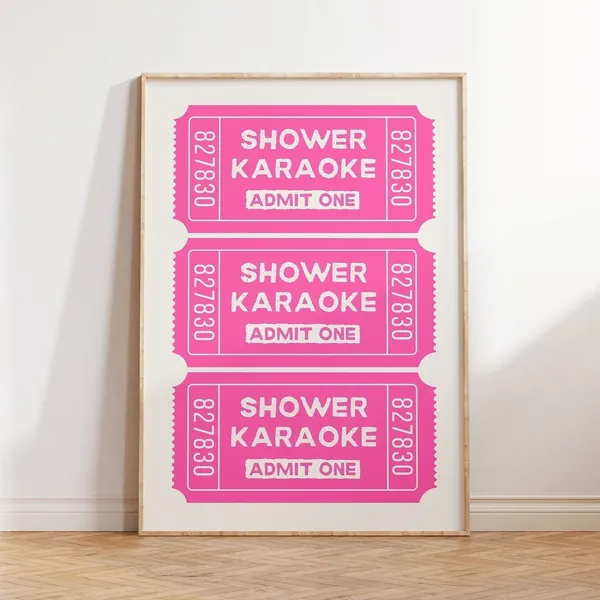 Shower Karaoke Ticket Retro Bathroom Humor Art Print