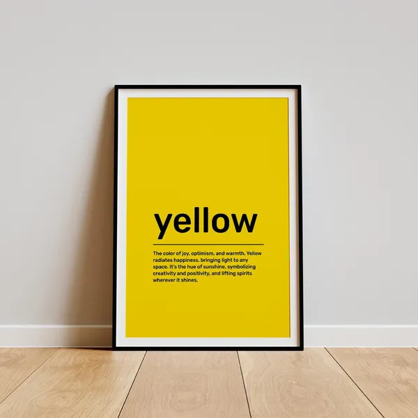 Yellow Definition Quote Poster, Typography Wall Decor