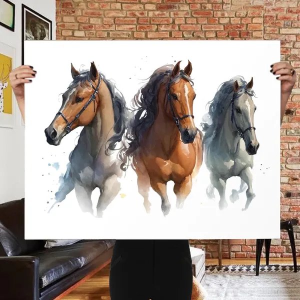 Multi Horse Portrait, Christmas Gift Art Print