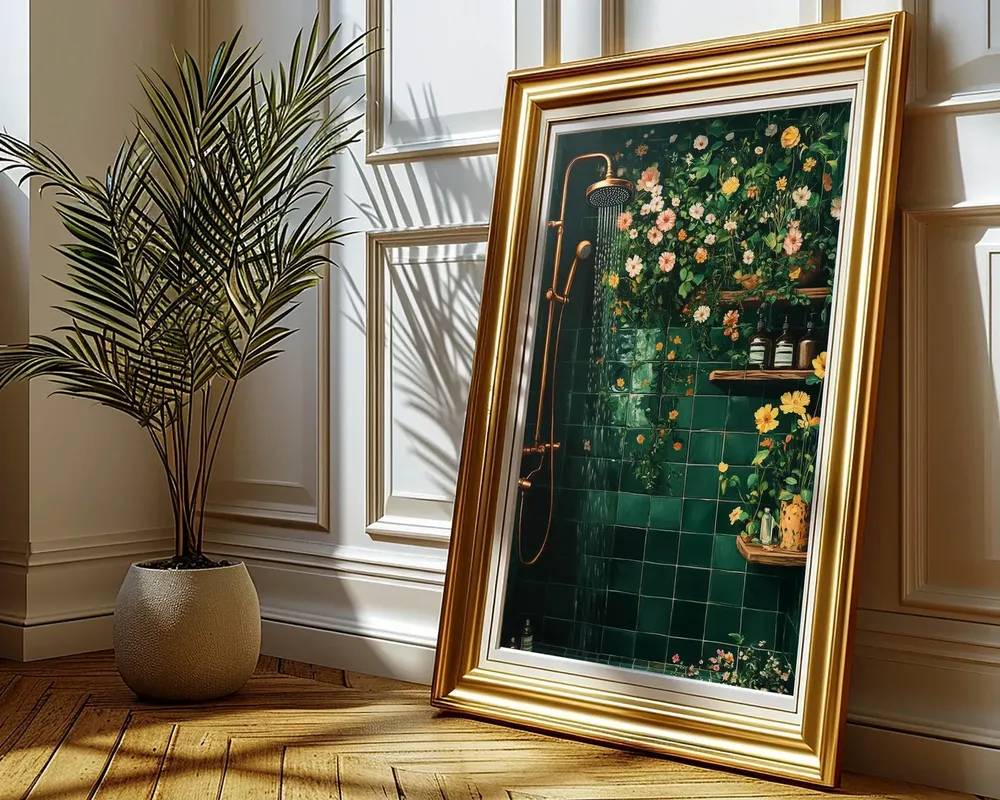 Botanical Shower Floral Bathroom Art Print, Vintage - Image 4